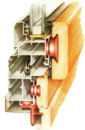 Coupe de profil aluminium et bois pour coulissants